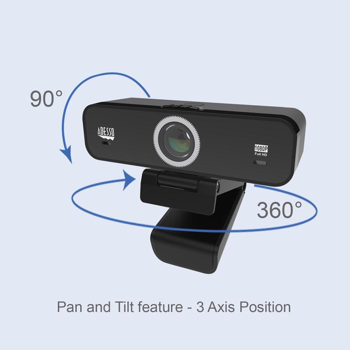 Actual product image Adesso 1080p HD Webcam With Build In Adjustable Fov Audio/Video Priva (2 Mpx)