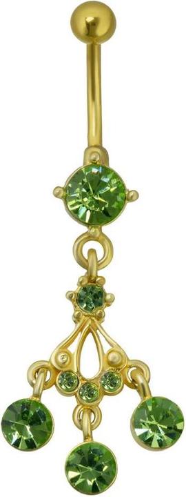 Produktbild Bijouteria Bauchpiercing (PVD Beschichtung (goldfarbig), Messing, Chirurgenstahl 316L, Kristall)