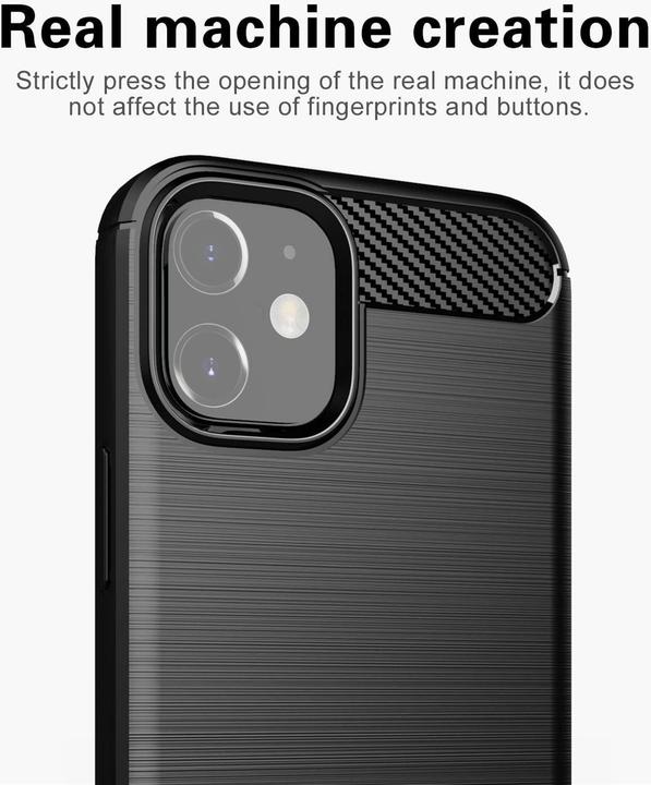 Image du produit Cadorabo TPU Ultra Slim carbon edelstahl Combi Cover (Apple iPhone 12 mini)