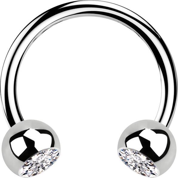 Produktbild Star Piercing Micro Circular Barbell silber mit zwei Kugeln Kristall silber (ohne Messing, Chirurgenstahl 316L)
