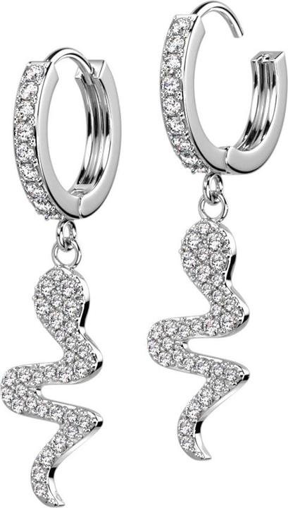Star Piercing Ohrring zum Klappen silber Kristalle silber Anhänger Schlange (Chirurgenstahl 316L, Messing)