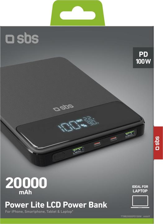 Actual product image SBS Ultra-slim, 20,000 mAH, 100 Watt powerbank (20000 mAh, 100 W)