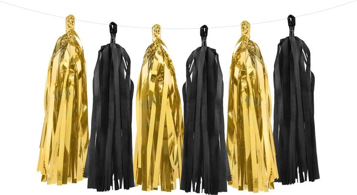 Immagine prodotto Partydeco Ghirlanda Pompons Nero e Oro