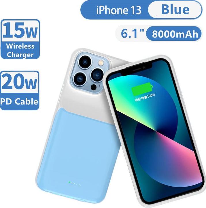 Actual product image PhoneLook Coque 15W battery external wireless power cover fast charging 8000mAh (Apple iPhone 13 Pro)