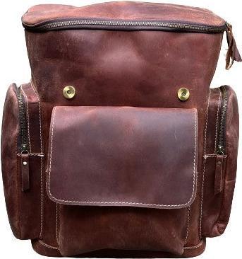 Actual product image Only-Bags.Store Leather Backpack, Travel Backpack Rucksack, Brown Leather Roll Top Backpack, Laptop Bag, Unisex