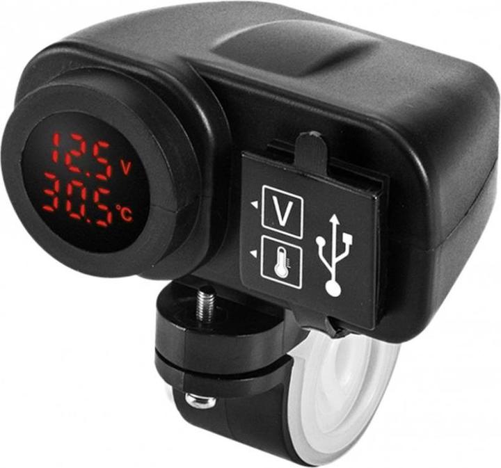 Produktbild Booster Zigarettenanzünder Motorrad Stromversorgung 2 usb: info Temperatur + Spannung