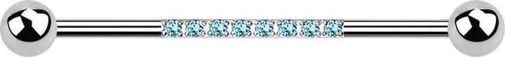 Actual product image Star Piercing Barbell silber mit zwei Kugeln acht Kristalle aqua (without brass, Surgical steel 316L)