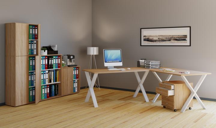 Produktbild VCM Büromöbel Eckschreibtisch Lona 80 X Alu Weiss (220 x 80 x 76 cm)