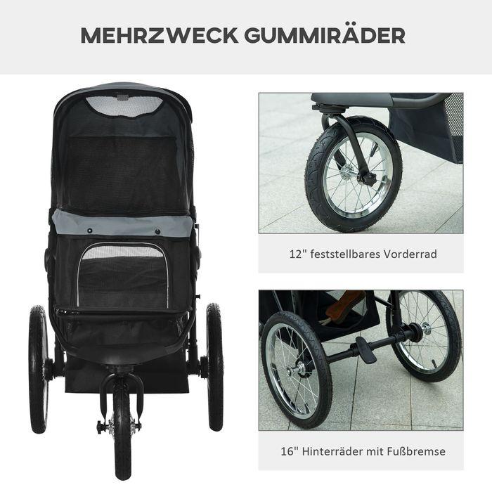 Produktbild Swisshandel24 Hundebuggy, Katzenbuggy mit Reflektoren, Faltbar mit Aufbewahrungskorb, Sonnenschutz, Netzfenster, f (Hund, Katze, Reflektoren, Faltbar)