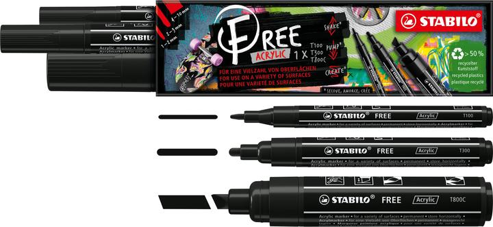 Image du produit STABILO FREE Acrylic Acrylmaker (Noir, 10 mm, 3 x)
