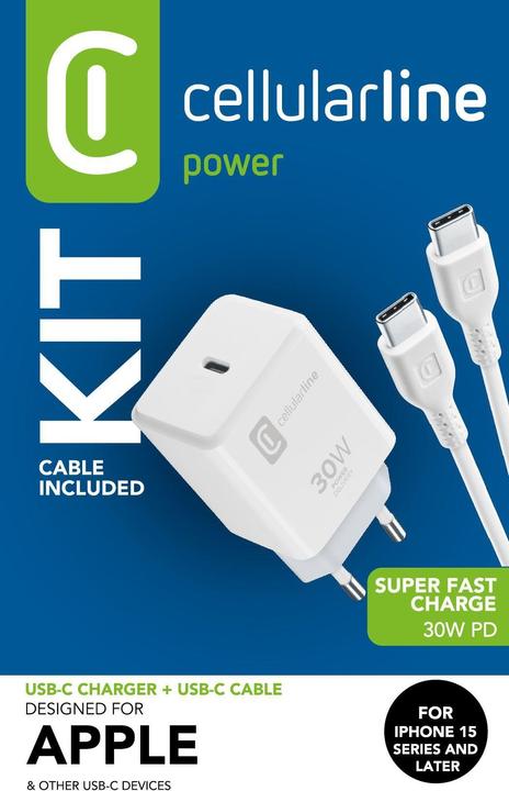 Produktbild Cellularline USB-C Charger kit USB-C 30W (30 W)