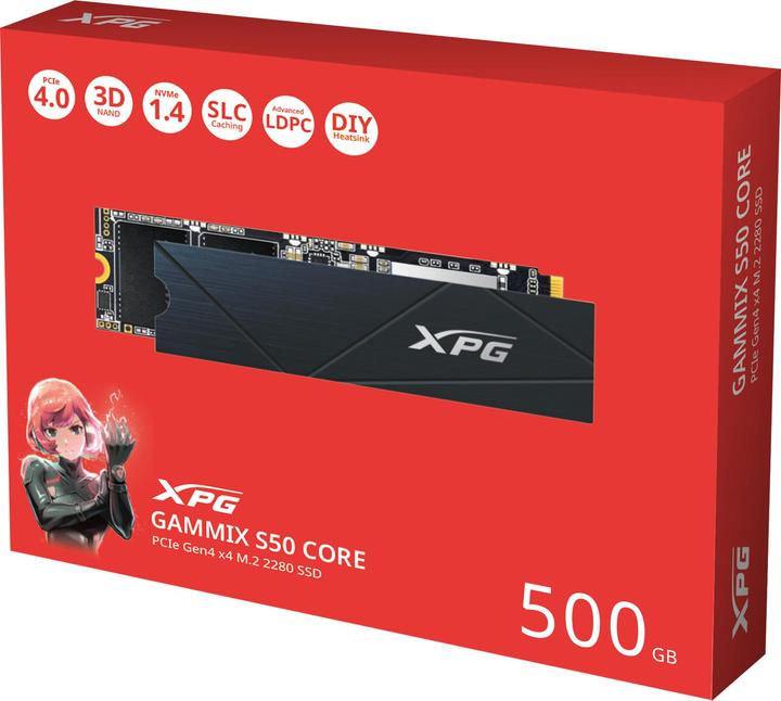 Actual product image Adata SSD 500GB PCI-E NVMe XPG Gammix S50 CORE retail (500 GB, M.2 2280)