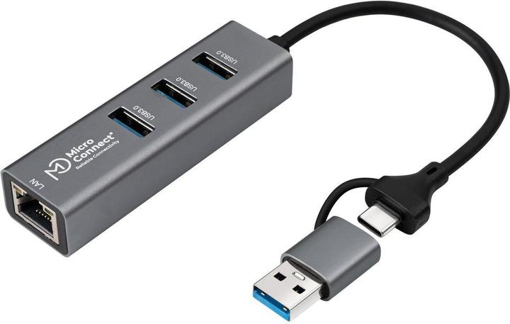 MicroConnect USB Hub (USB-C, USB-A, 4 Ports)