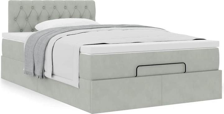 Image du produit VidaXL Ottoman-lit avec matelas gris clair 120x190 cm velours (120 x 200 cm)