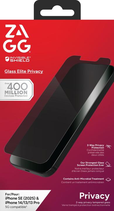 Actual product image Zagg InvisibleShield Glass Elite Privacy - Screen protector for mobile phone (1 Piece, Apple iPhone 16e)