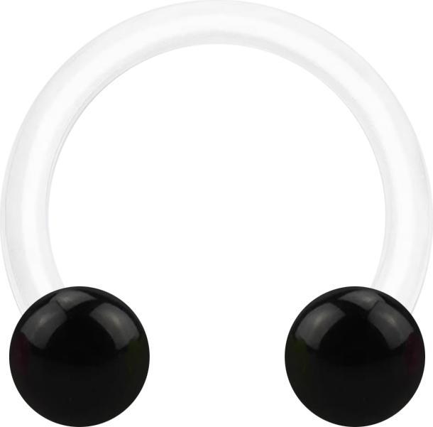 Produktbild Star Piercing Micro Circular Barbell weiss mit zwei Kugeln schwarz (Acryl, ohne Messing)