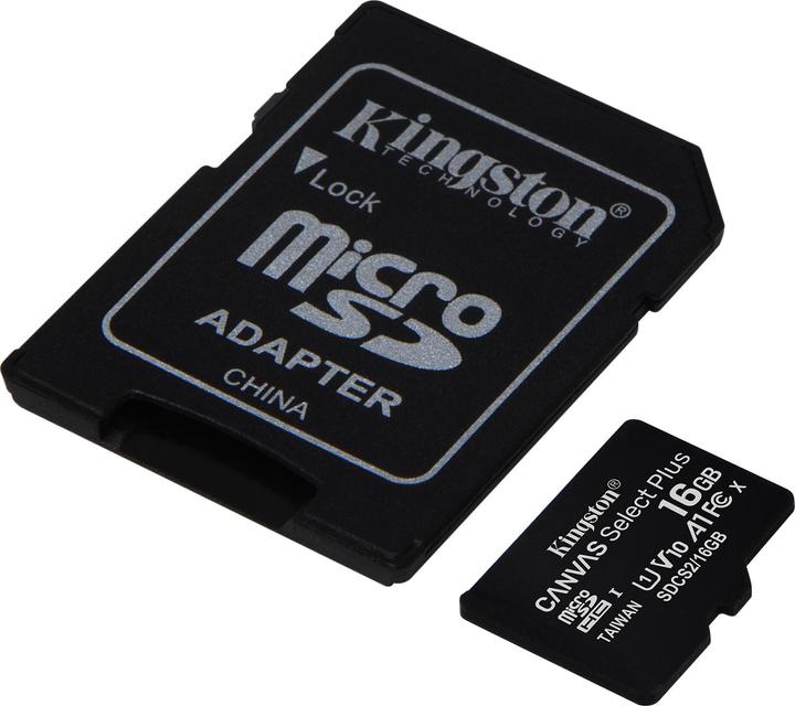Image du produit Kingston Canvas Select Plus microSD 16GB Multi-Pack of 3 (16 Go, microSDHC, U1, UHS-I)