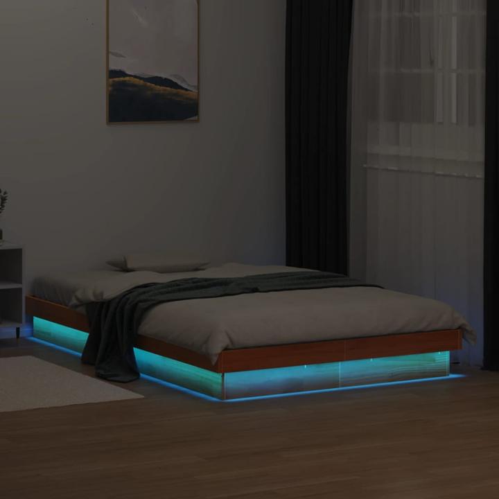 Produktbild VidaXL Bett mit LED-Beleuchtung Kiefer (140 x 190 cm)