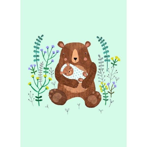 Image du produit Petit Monkey Carte d'Anniversaire Bébé Ours menthe