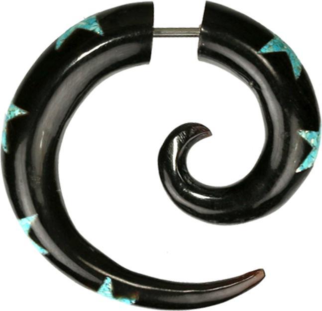 Produktbild Star Piercing Fake Spirale aus Horn Sterne aus Türkis Stein (Organisch, Mineralisch, ohne Messing)