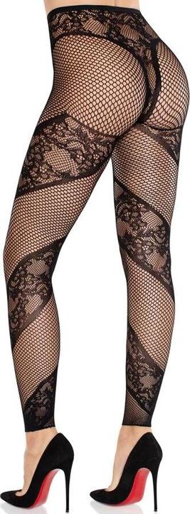 Produktbild Leg Avenue - Strumpfhose Ohne Fuss Aus Spitze Und Transparenz Schwarz