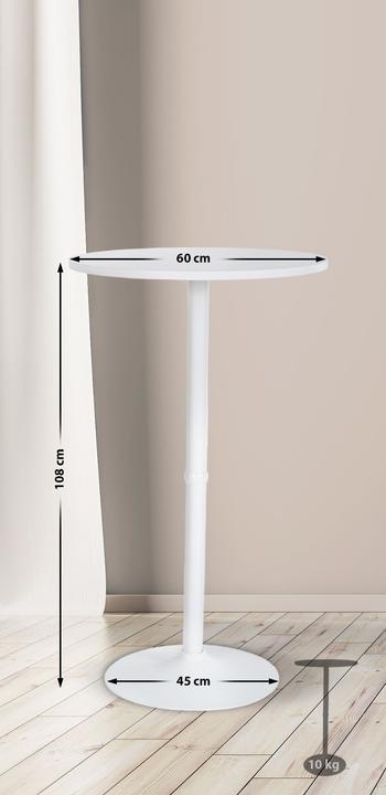 Image du produit CLP Table haute ronde, blanc/blanc (Ø 60 x 108 cm)