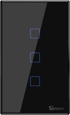 Actual product image Sonoff T3US3C - 3-gang Wi-Fi Smart Wall Switch US - Black