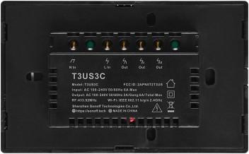 Actual product image Sonoff T3US3C - 3-gang Wi-Fi Smart Wall Switch US - Black