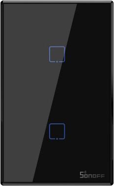 Actual product image Sonoff T3US2C - 2-gang Wi-Fi Smart Wall Switch US - Black