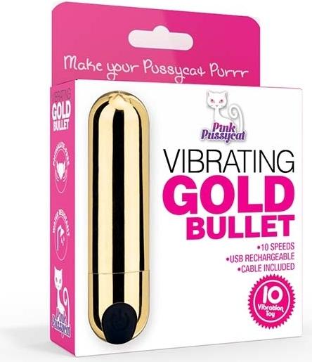 Actual product image Pink Pussycat Vibrating Gold Bullet