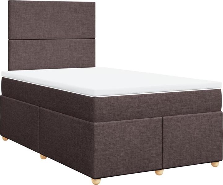 Produktbild VidaXL Boxspringbett Polsterbett Bett mit Matratze Dunkelbraun 120x190cm Stoff (120 x 190 cm)