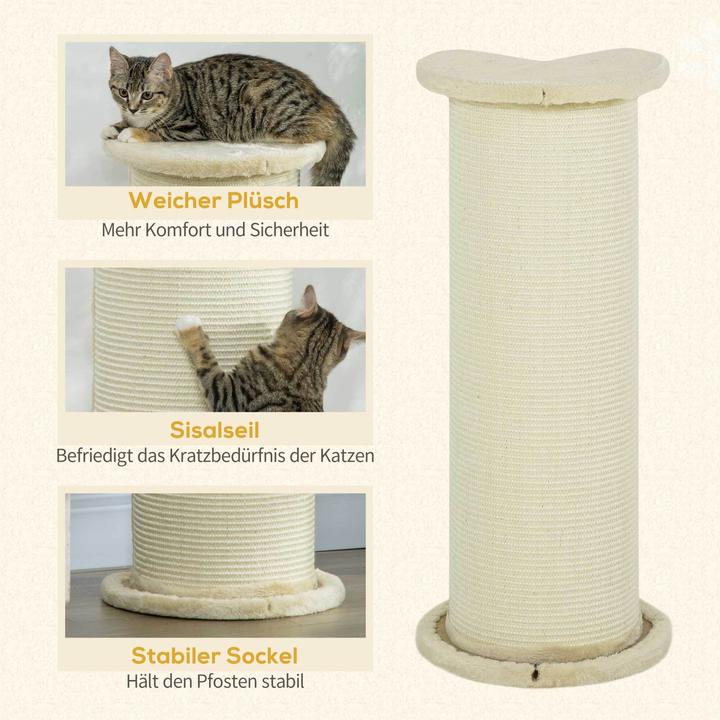 Image du produit PawHut Planche à gratter pour les coins avec dispositif anti-basculement (85 cm, Blanc crème)