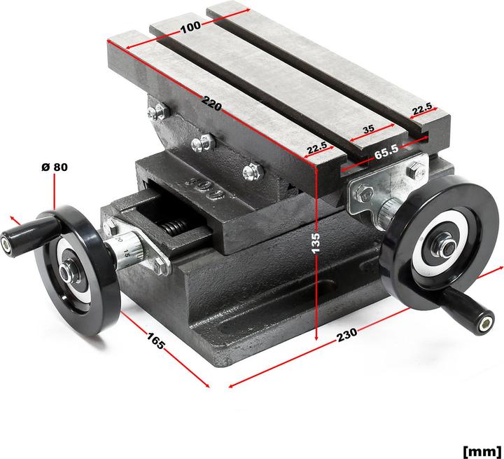 Image du produit Wiltec Étau à croix 2 Axes Table de fraisage Surface de perçage 220x100mm Établi Guidage queue d'arond (220 mm)