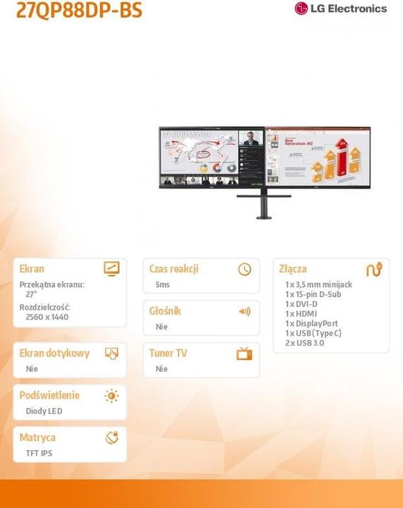 Actual product image LG 27QP88DP-BS (2560 x 1440 pixels, 27")