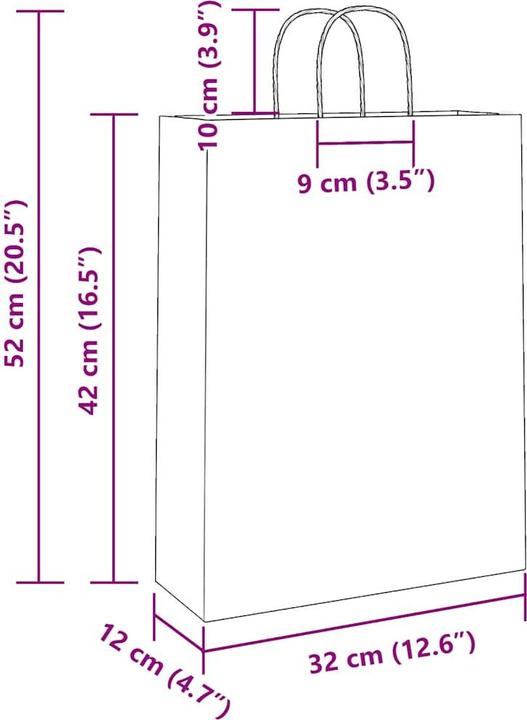 Produktbild VidaXL Kraftpapiertüten 50 Stk. mit Henkel Gelb 32x12x42 cm Papiertüte (Geschenktüte, 50 x)