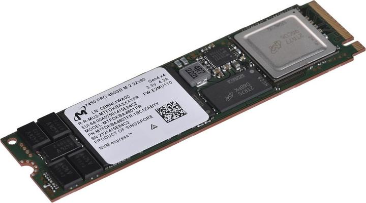 Image du produit Micron SSD 7450 PRO M.2 480GB PCIe Gen4x4 (480 Go, M.2 2280)