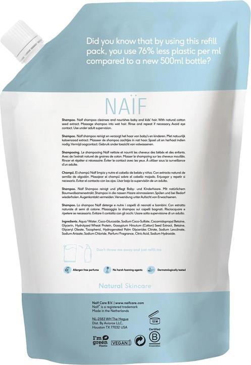 Image du produit Naïf Recharge de gel nettoyant pour bébés et enfants