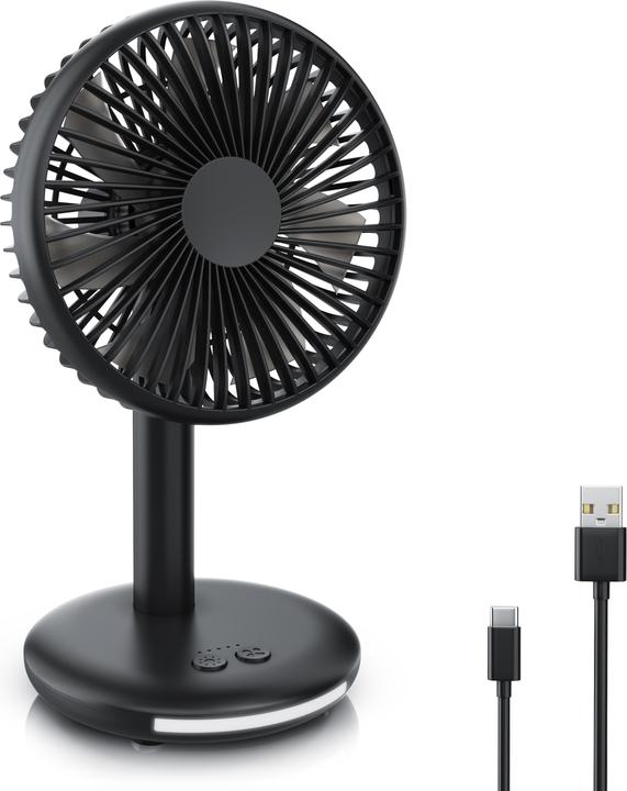 Produktbild CSL Akku Tischventilator, USB Mini Desk Fan, Schreibtischventilator, sehr leise, neigbar, mobiler Lüfter (46.50 dB)