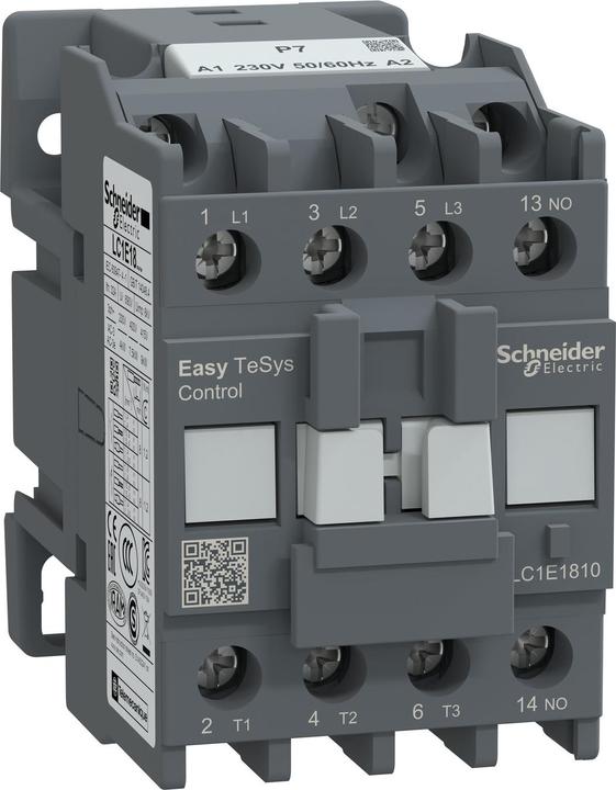 Immagine prodotto Schneider Electric Contattore Easy TeSys 3P 18A 1NO 230V AC 50/60Hz LC1E1810P7