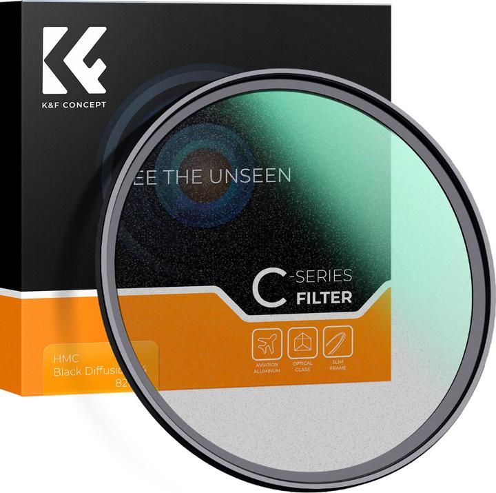 Produktbild K&F Concept 52MM Black Mist Filter 1/4, Ultra-thin 18 layer Green Coatings (C Series) (4 mm, Black Mist Filter)