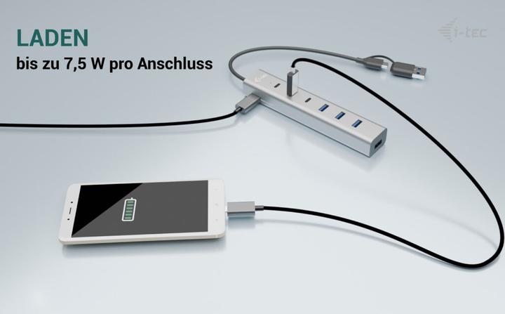 Produktbild i-tec USB-C/USB-A Charging Metal HUB 7 Port 3x USB-C 3.2 Gen. 1 4x USB-A 3.2 Gen. 1 (USB-C, USB-A, 7 Ports)
