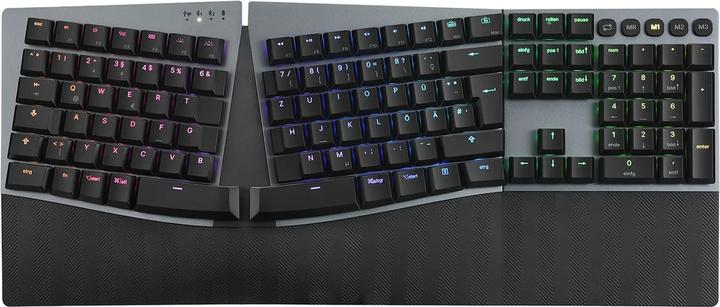 Perixx PERIBOARD-835 BR DE, wireless RGB-illuminated ergonomic mechanical keyboard - flat bra (DE, Wireless)
