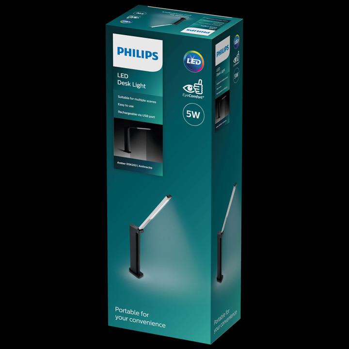 Actual product image Philips Amber Desk Lamp PT 5W 40K B USB 02 (120 lm)