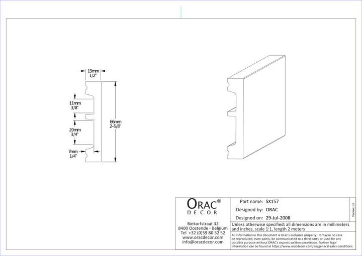 Actual product image Orac Decor SQUARE SX 157 Flex (200 cm)