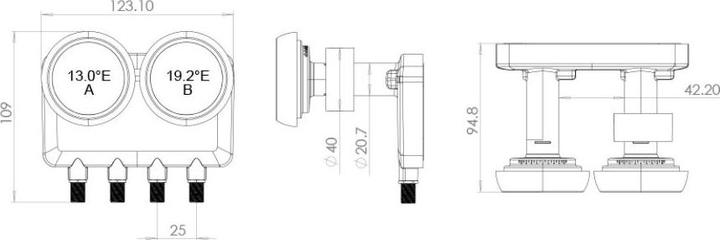 Actual product image inverto Quad Monoblock 6° (Quad LNB, 23mm, 40mm)