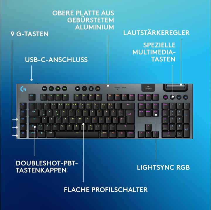 Produktbild Logitech G G915 X Lightspeed (CH, Kabellos, Kabelgebunden)