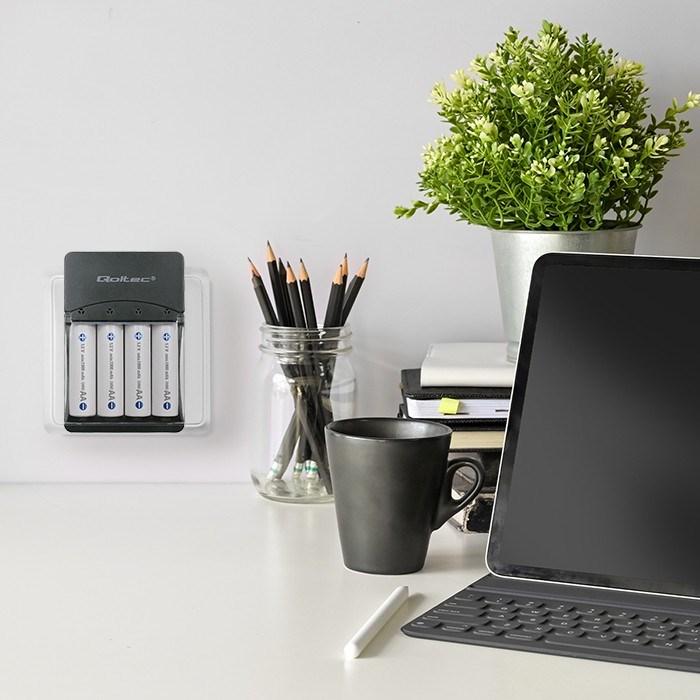 Immagine prodotto Qoltec 50653 Caricabatterie per Ni-MH tipo R03/AAA R6/AA (1 pz., AAA, AA, 3000 mAh)