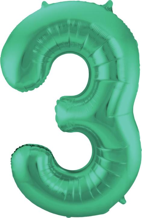Folat Foil Balloon Number 3 in Green Metallic Matt - 86cm (1 x)