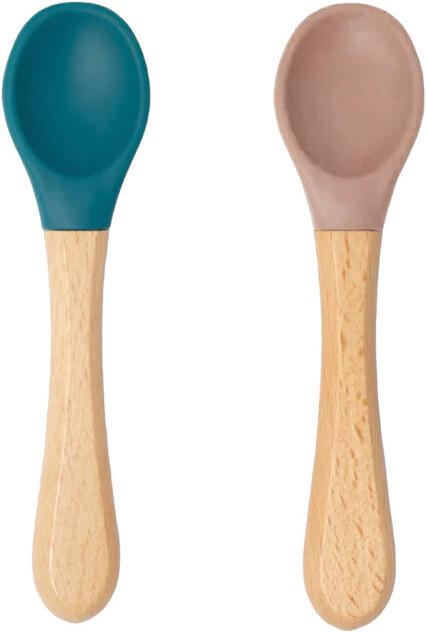 Soina Set di cucchiai in silicone con manico in bambù