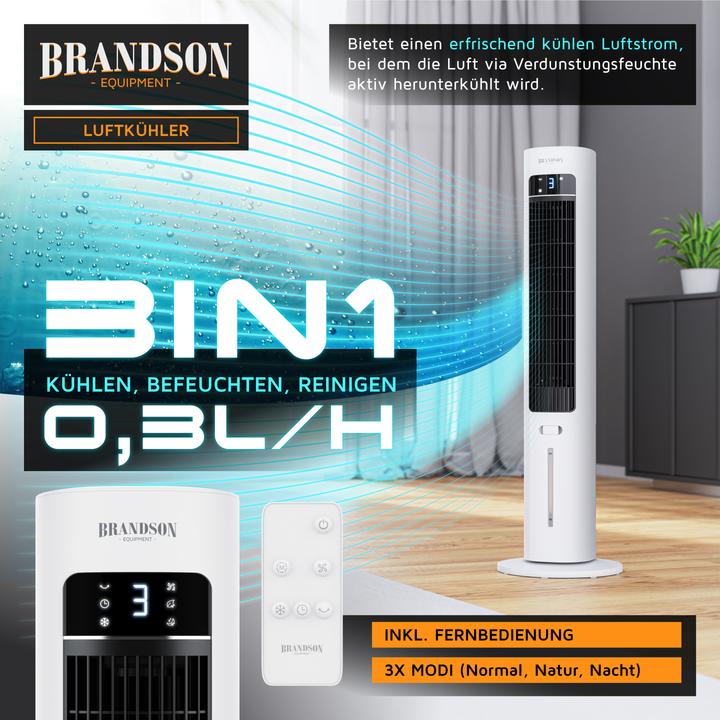 Produktbild Brandson Mobiler Luftkühler, Luftbefeuchter, Verdunstungskühler, 3 Modi, Timer, Lüfter, Klimagerät 55W